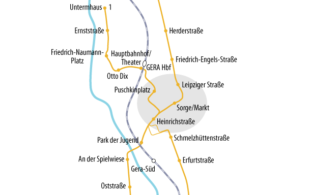 Схема трамвайной линии. Центр